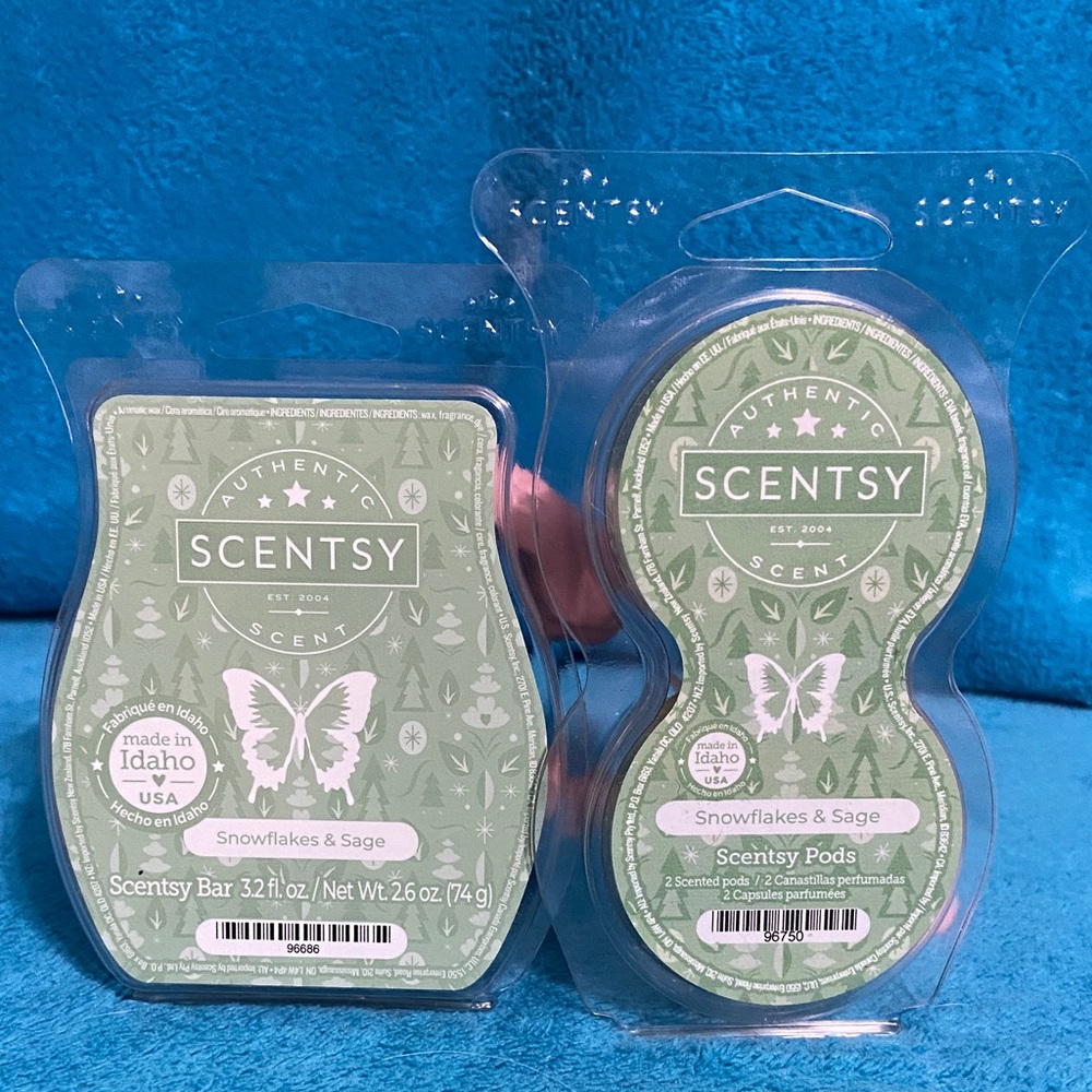 Scentsy Snowflakes & Sage Scent Bar and Pod